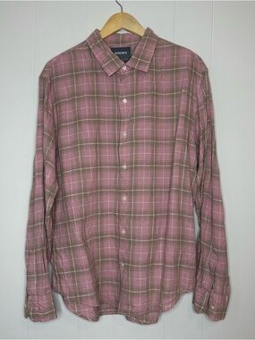 Bonobos Mauve-Pink Plaid Button-Down Linen Shirt Western Casual Preppy